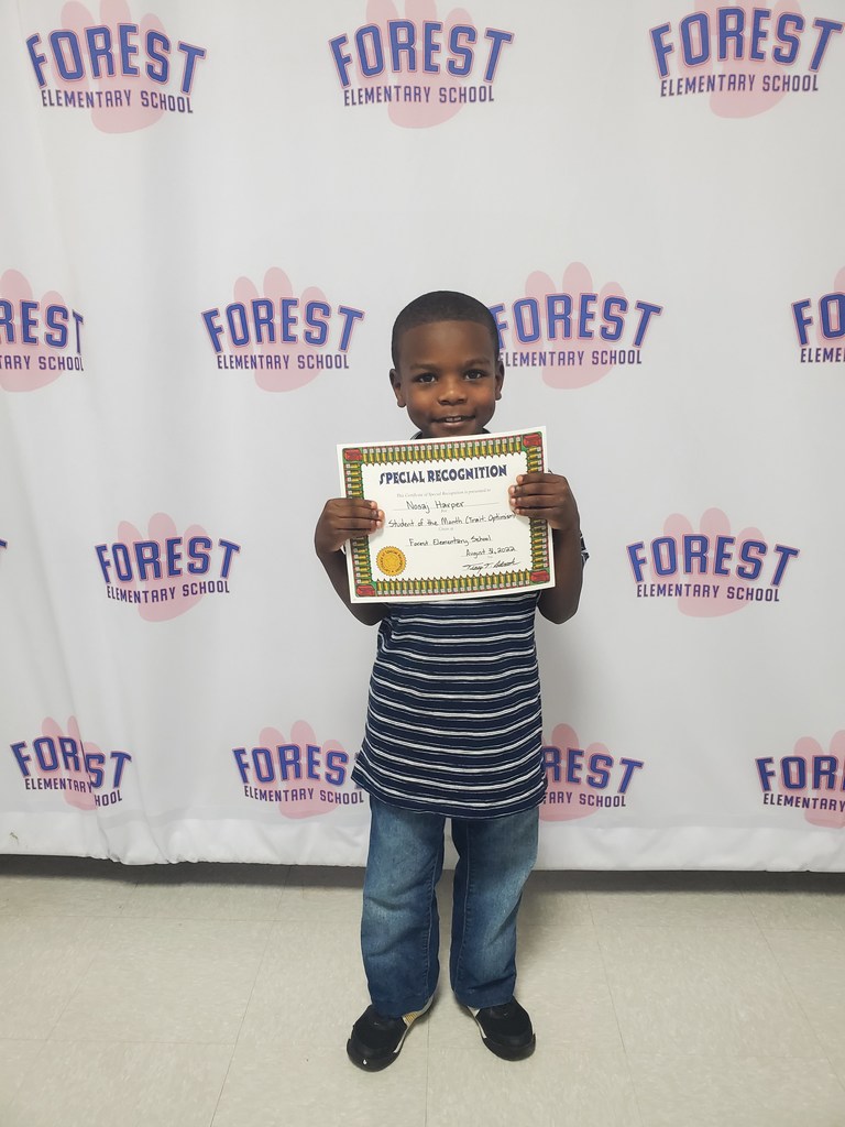 Congratulations, Nosaj Harper!  FES Optimistic Student of the Month for August