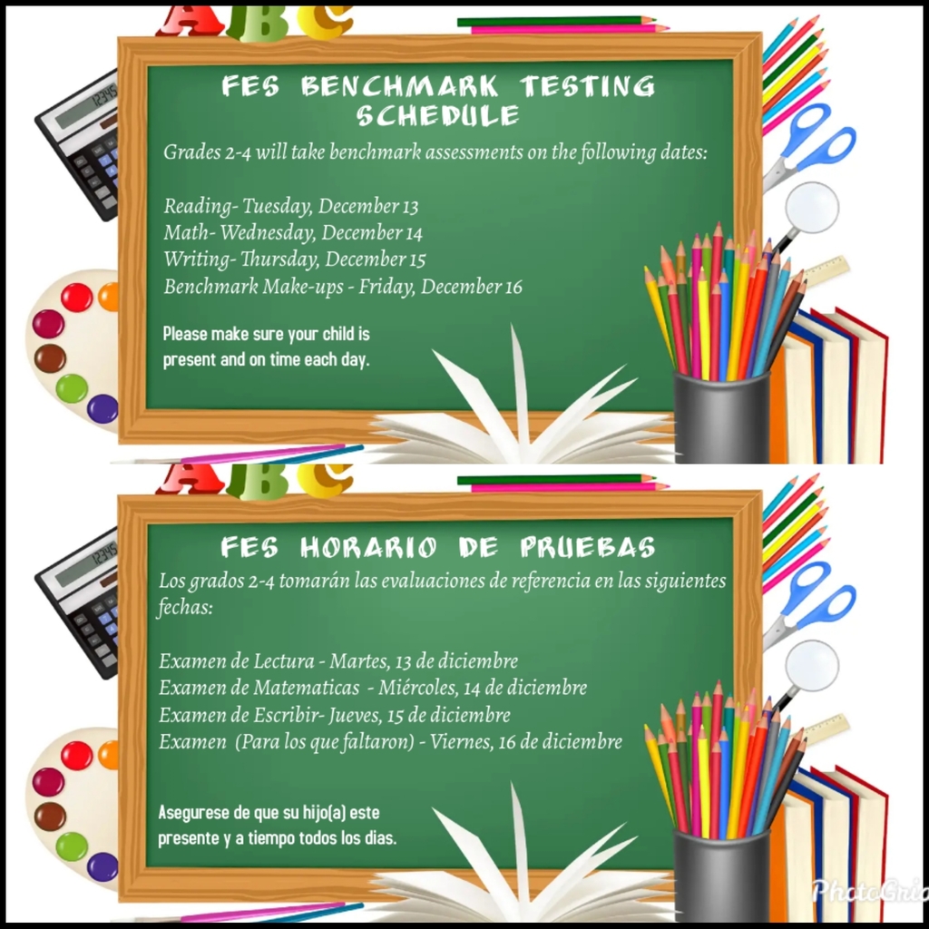 Benchmark Test Schedule