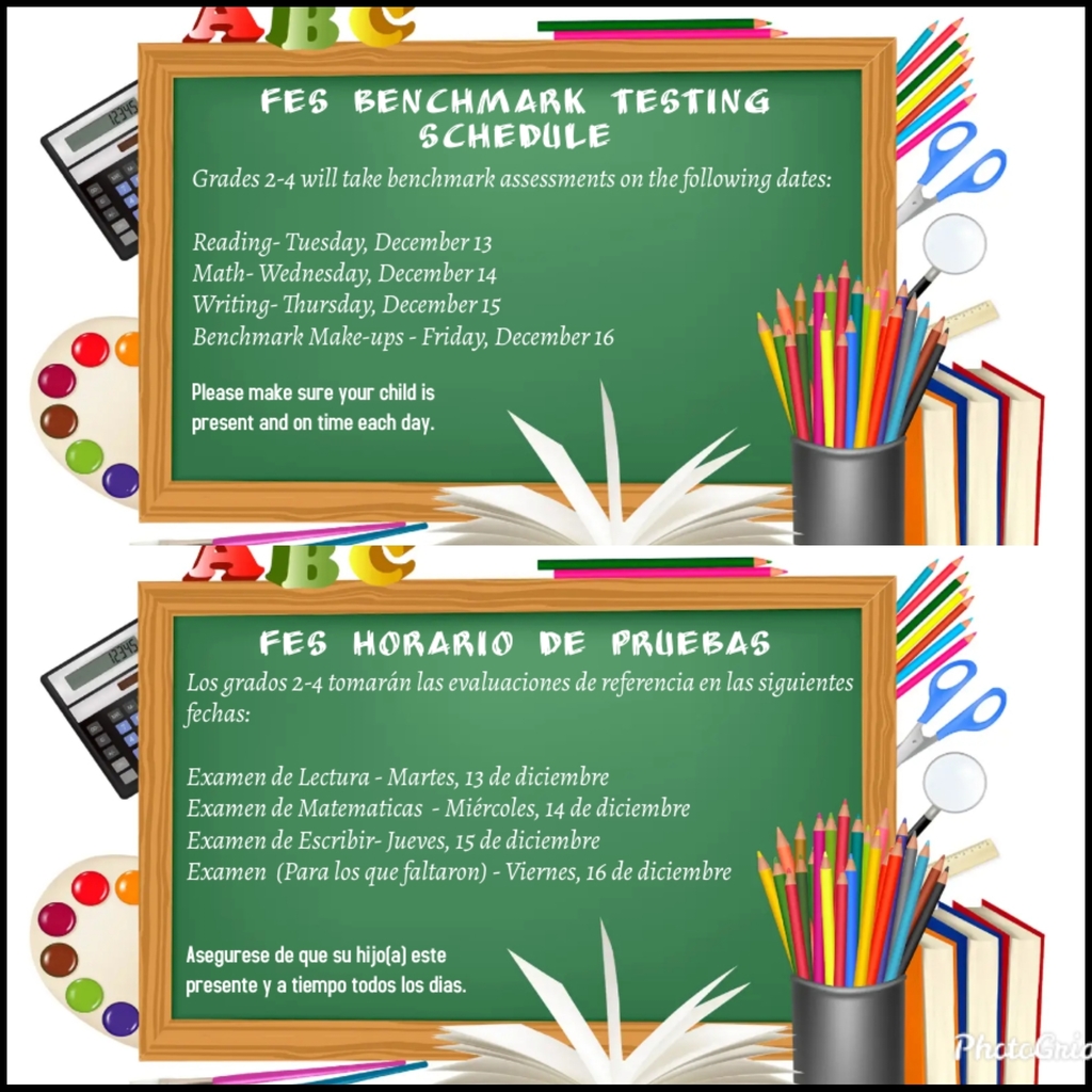 FES Benchmark Testing Schedule
